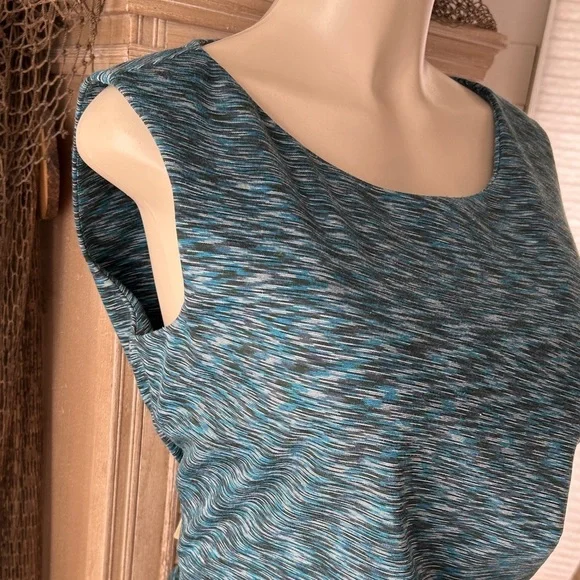 Calvin Klein Textured Teal Sleeveless Midi Dress size 14 - Picture 4 of 9